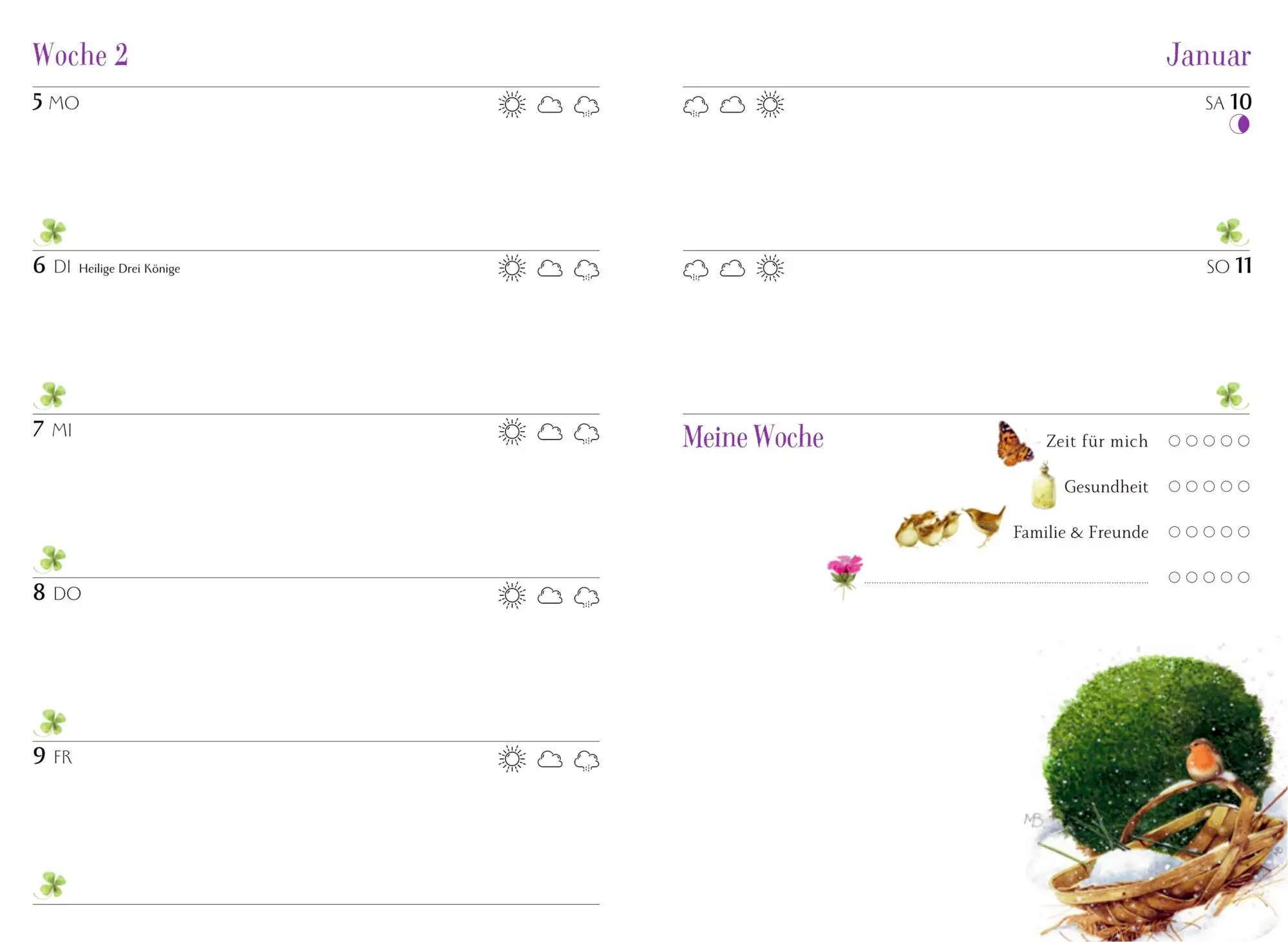 Bild: 4050003958309 | GlücksKalender 2026 - violett | Marjolein Bastin | Kalender | 112 S.