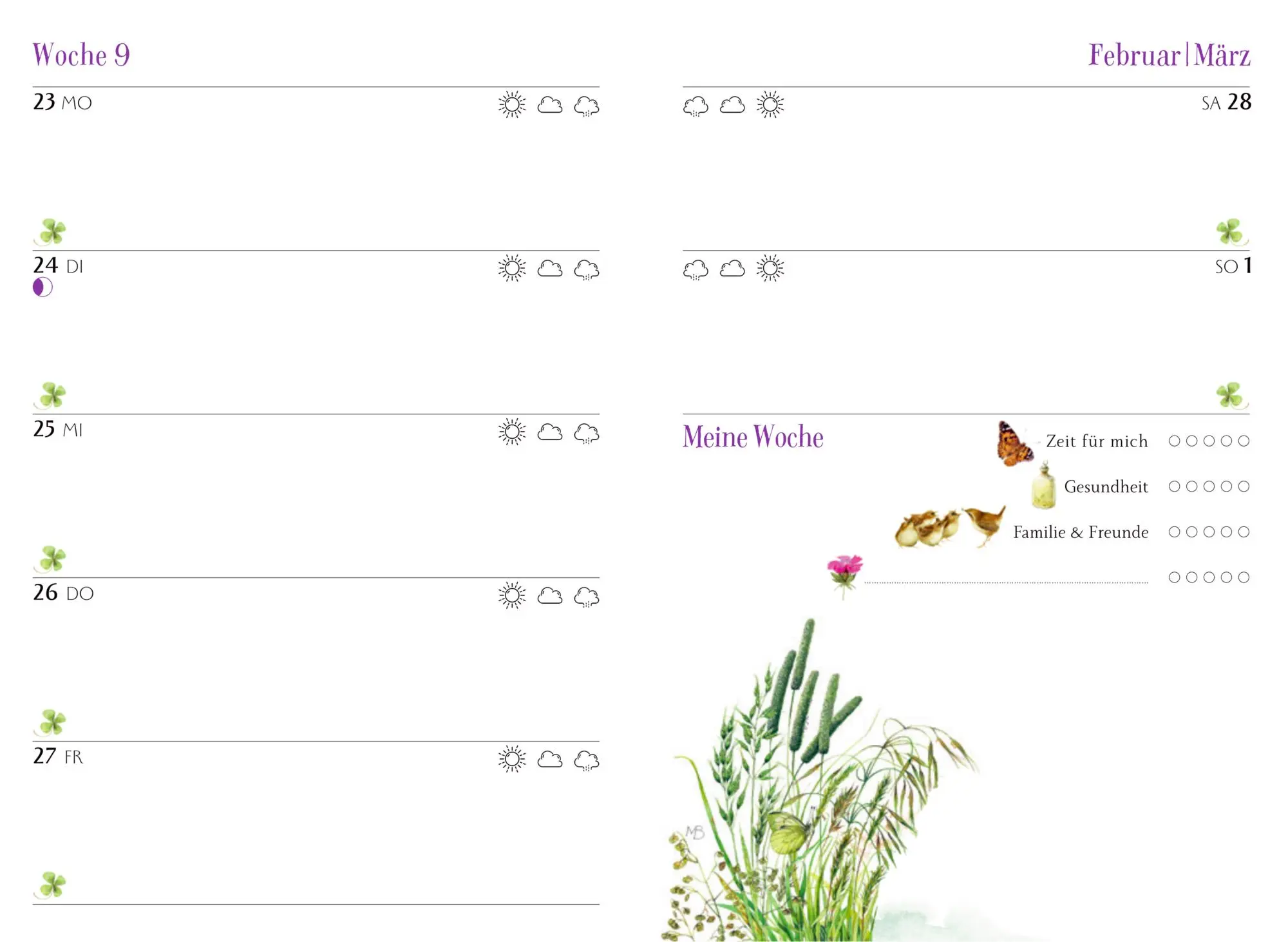 Bild: 4050003958309 | GlücksKalender 2026 - violett | Marjolein Bastin | Kalender | 112 S.