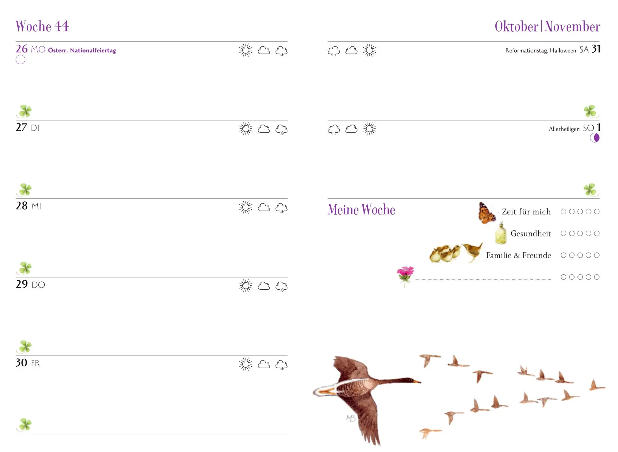 Bild: 4050003958309 | GlücksKalender 2026 - violett | Marjolein Bastin | Kalender | 112 S.