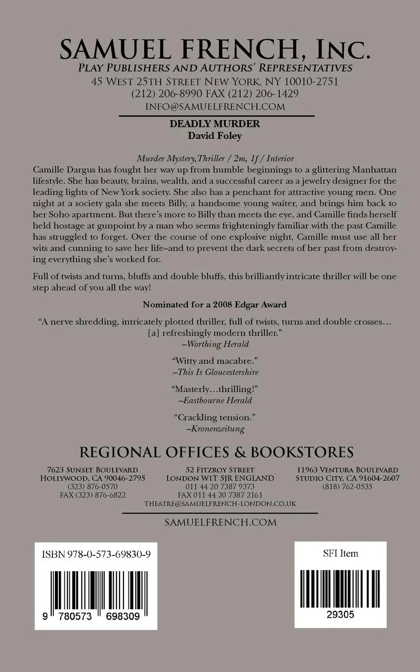 Rückseite: 9780573698309 | Deadly Murder | David Foley | Taschenbuch | Kartoniert / Broschiert