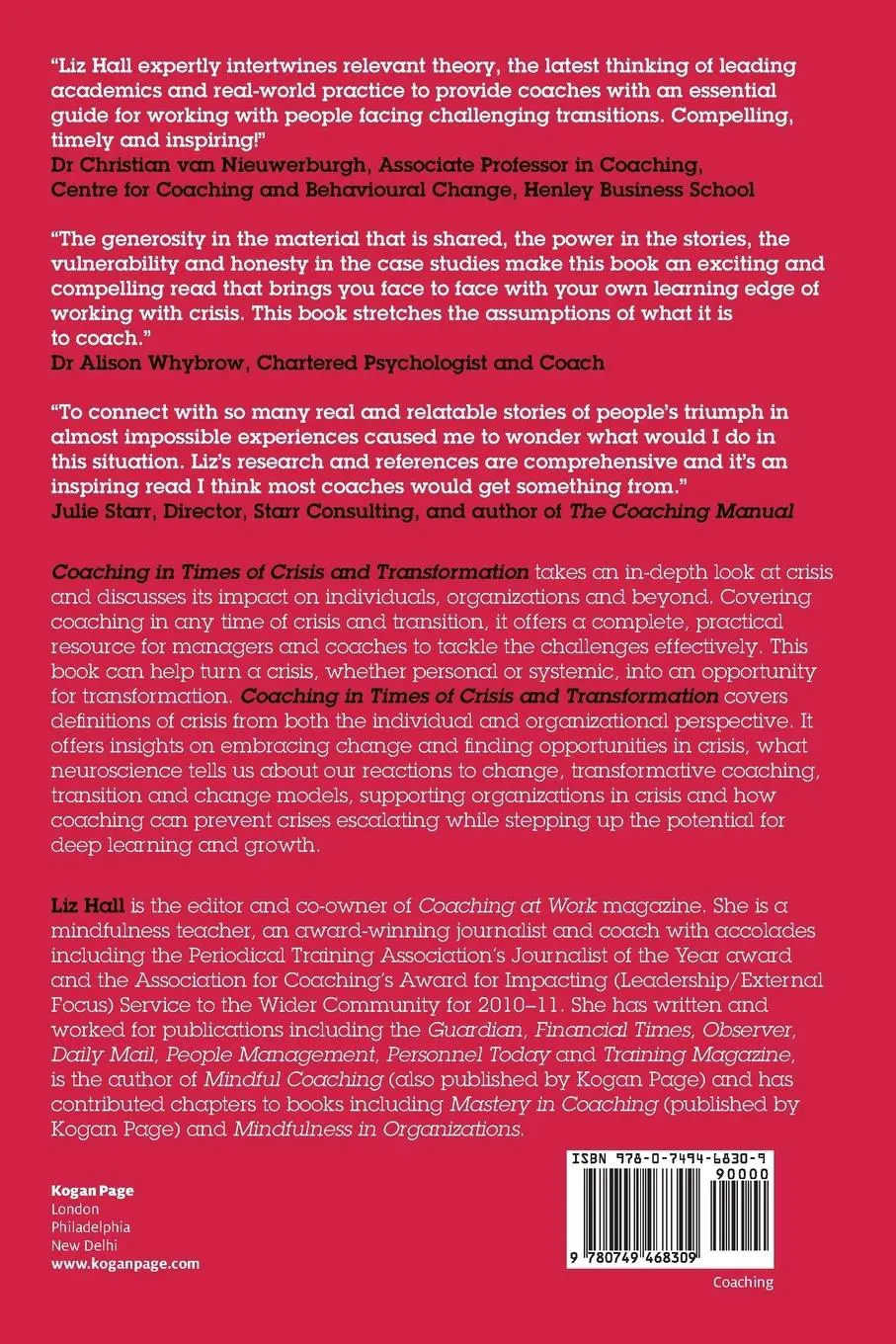 Rückseite: 9780749468309 | Coaching in Times of Crisis and Transformation | Liz Hall | Buch