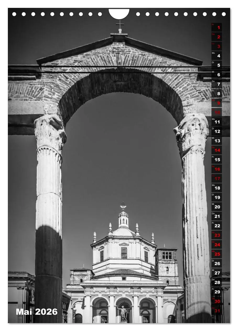 Bild: 9783516418309 | MAILAND SCHWARZWEIß (Wandkalender 2026 DIN A4 hoch), CALVENDO...