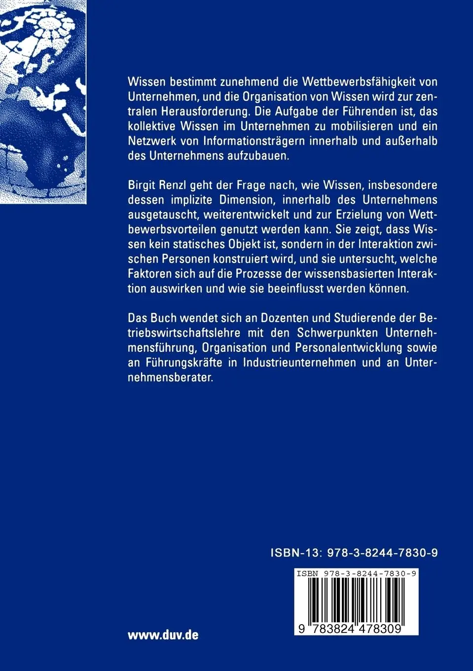 Rückseite: 9783824478309 | Wissensbasierte Interaktion | Birgit Renzl | Taschenbuch | xviii