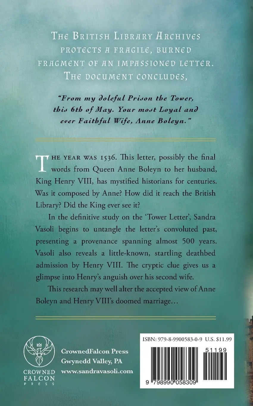 Rückseite: 9798990058309 | Anne Boleyn's Letter from the Tower | New Updated Edition | Vasoli