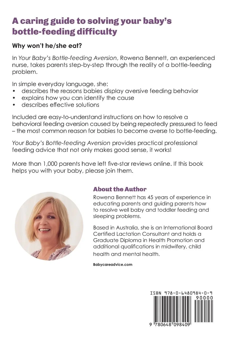 Rückseite: 9780648098409 | Your Baby's Bottle-feeding Aversion | Reasons and Solutions | Bennett