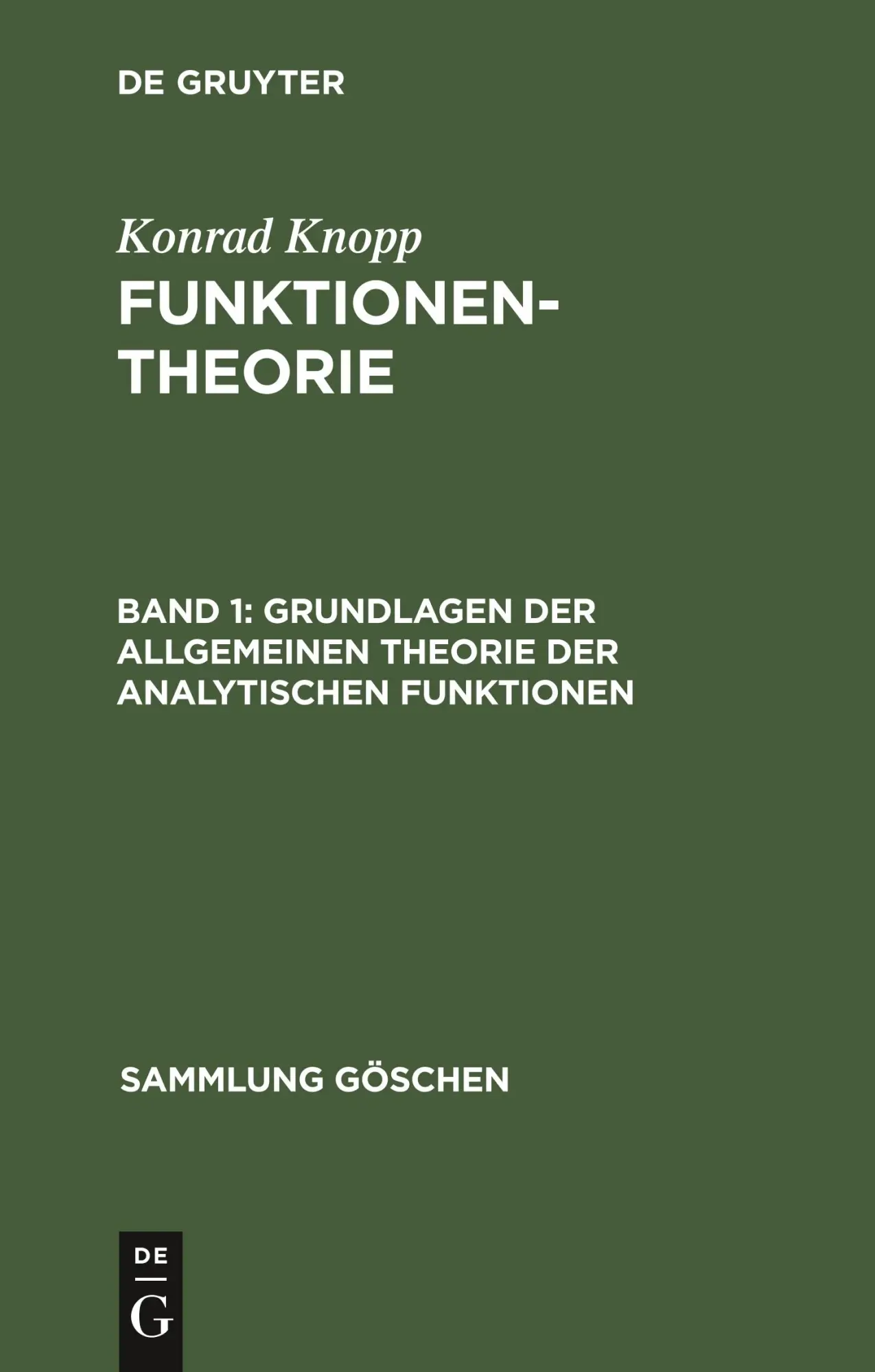 Grundlagen der allgemeinen Theorie der analytischen Funktionen