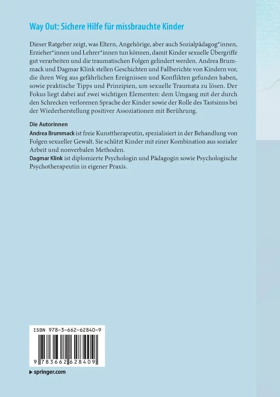 Rückseite: 9783662628409 | Way Out: Sichere Hilfe für missbrauchte Kinder | Dagmar Klink (u. a.)