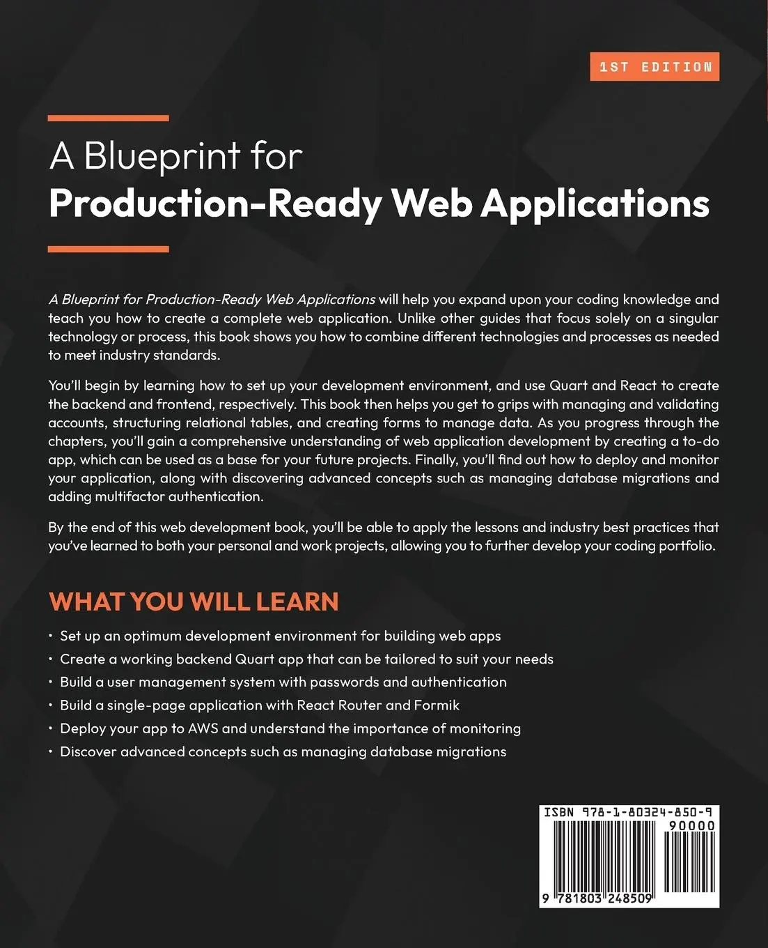 Rückseite: 9781803248509 | A Blueprint for Production-Ready Web Applications | Philip Jones