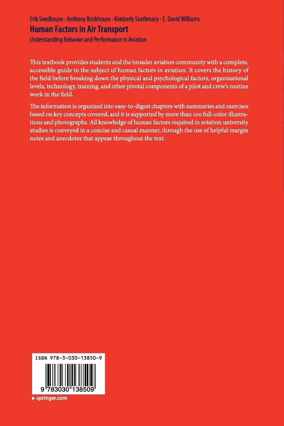Rückseite: 9783030138509 | Human Factors in Air Transport | Erik Seedhouse (u. a.) | Taschenbuch