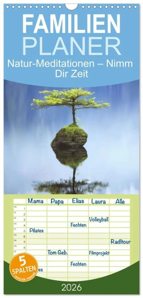 Cover: 9783516498509 | Familienplaner 2026 - Natur-Meditationen - Nimm Dir Zeit mit 5...