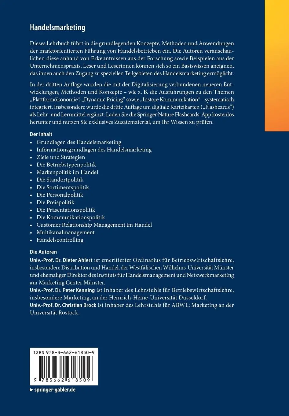 Rückseite: 9783662618509 | Handelsmarketing | Dieter Ahlert (u. a.) | Bundle | Paperback | 2020