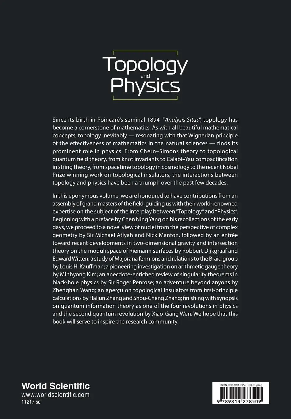 Rückseite: 9789813278509 | TOPOLOGY AND PHYSICS | Mo-Lin Ge &amp; Yang-Hui He Chen Ning Yang | Buch