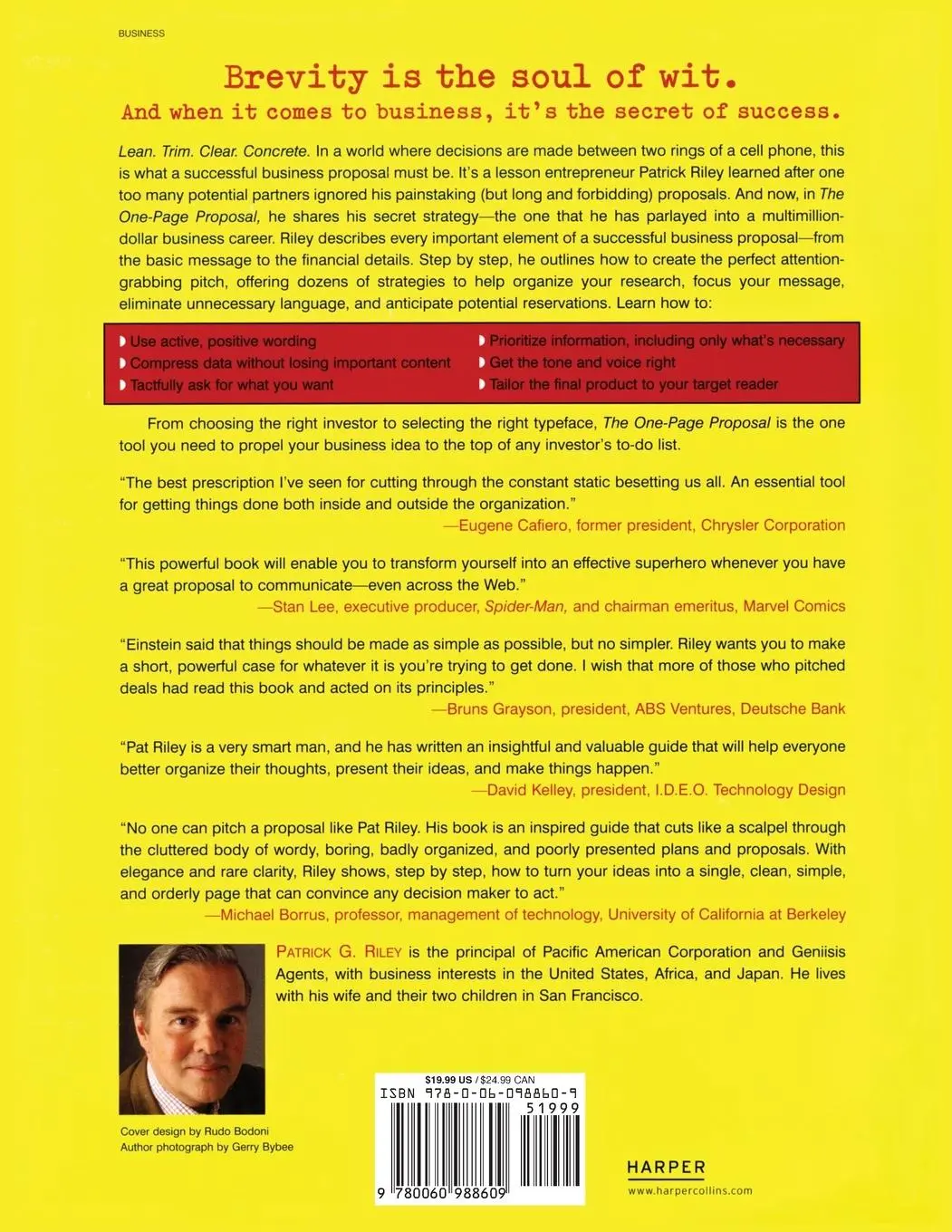 Rückseite: 9780060988609 | One-Page Proposal, The | Patrick G. Riley | Taschenbuch | Englisch