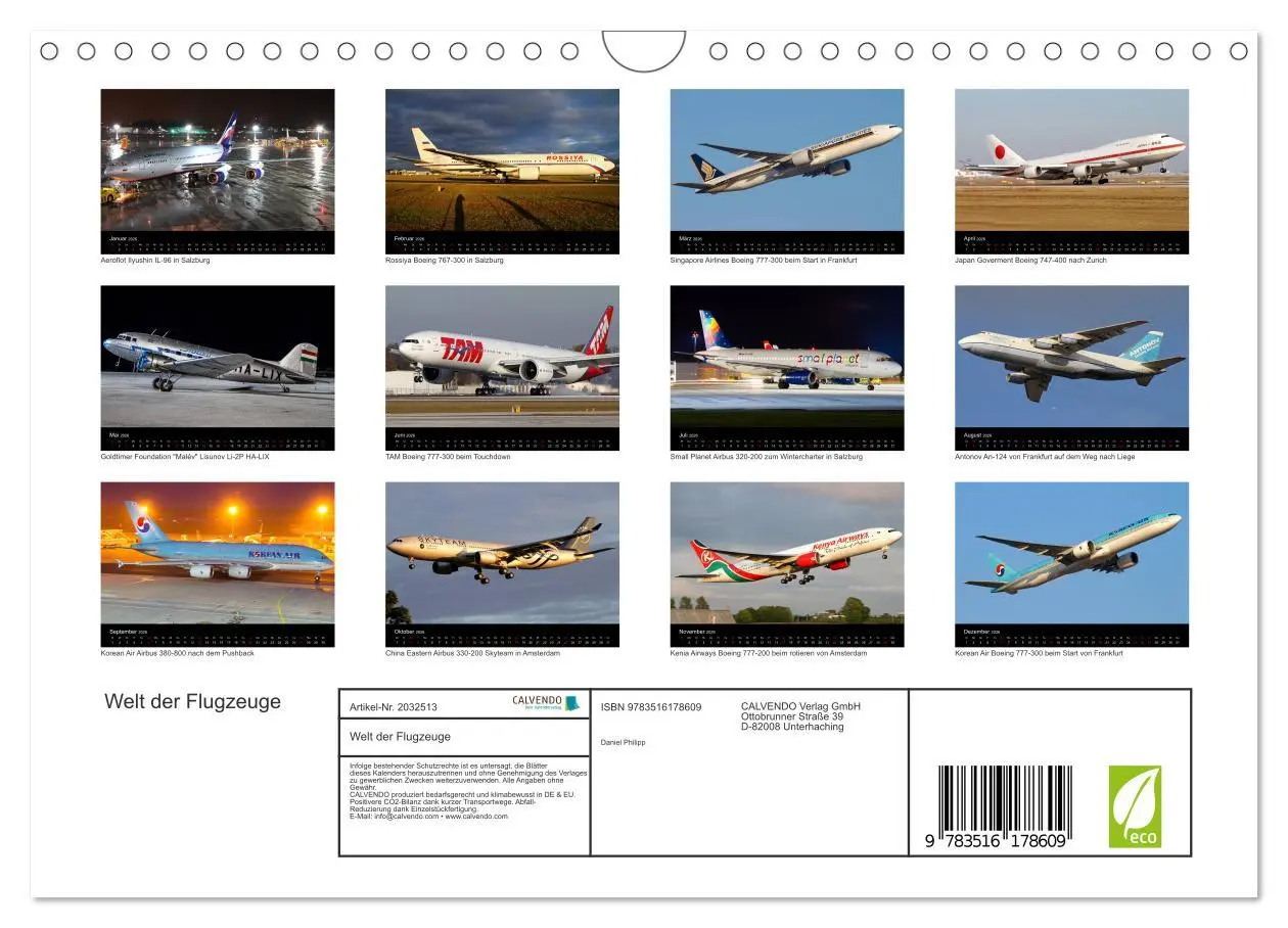 Bild: 9783516178609 | Welt der Flugzeuge (Wandkalender 2026 DIN A4 quer), CALVENDO...