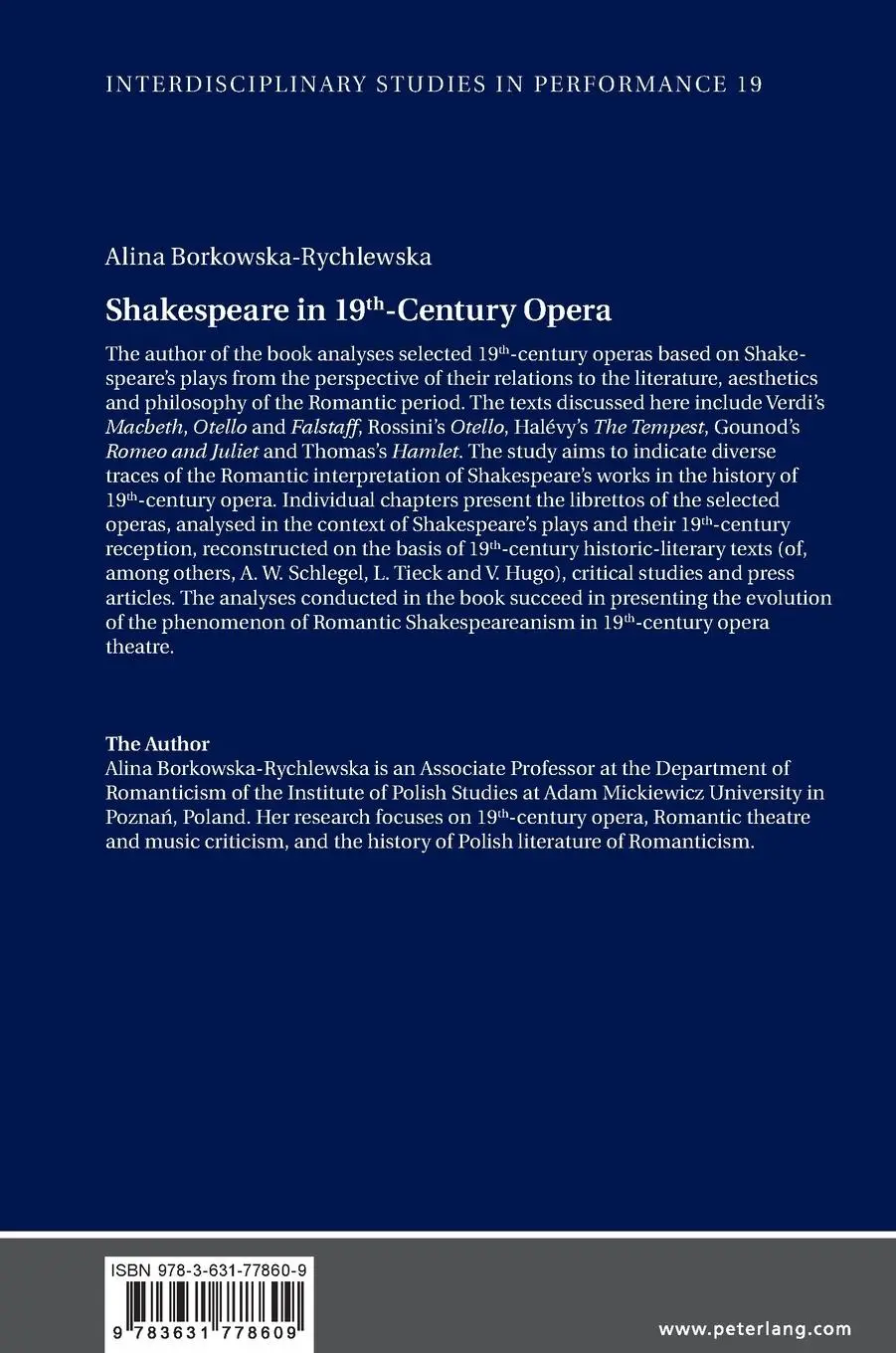 Rückseite: 9783631778609 | Shakespeare in 19th-Century Opera | Alina Borkowska-Rychlewska | Buch