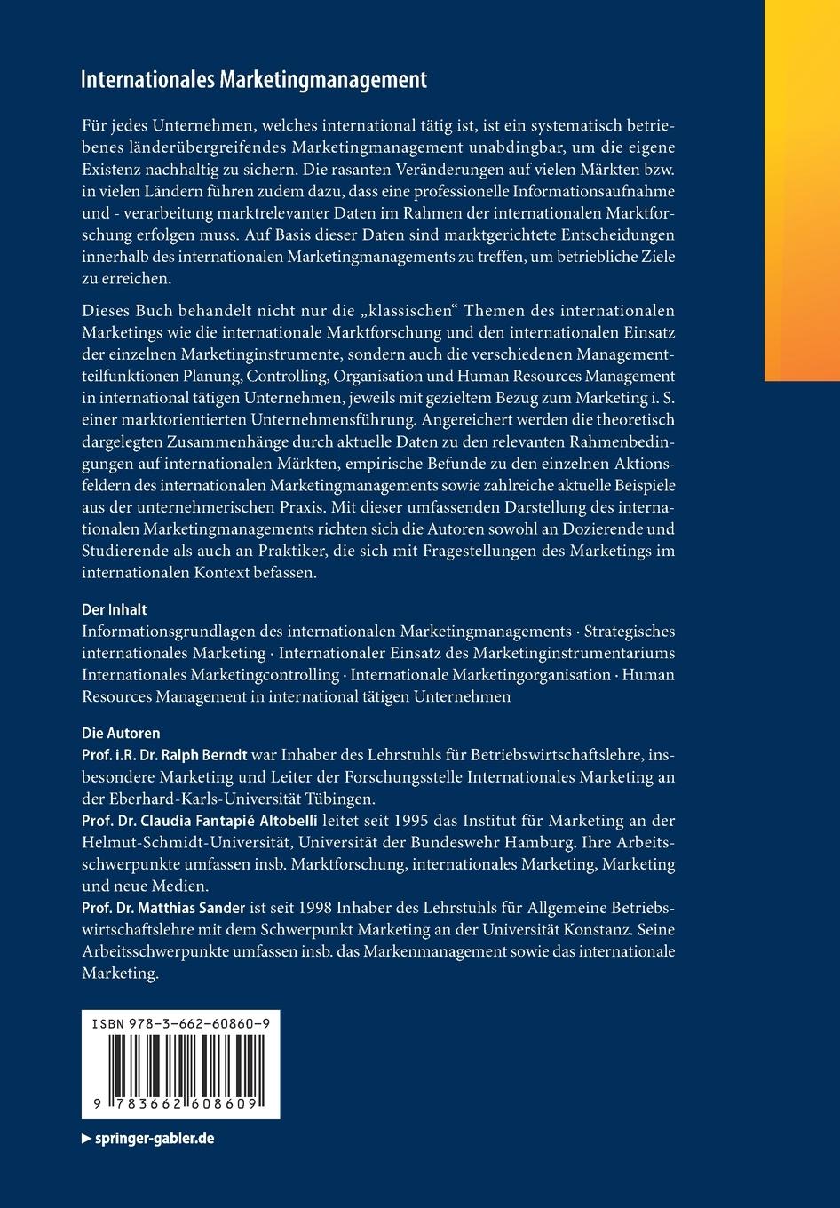 Rückseite: 9783662608609 | Internationales Marketingmanagement | Ralph Berndt (u. a.) | Buch