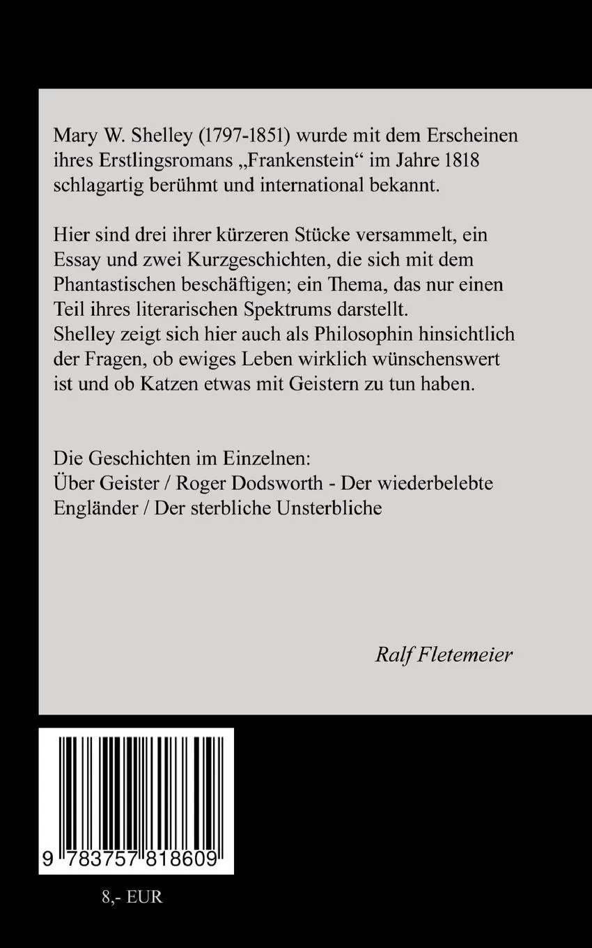 Rückseite: 9783757818609 | Außergewöhnliche Begebenheiten | Kurzgeschichten | Shelley (u. a.)