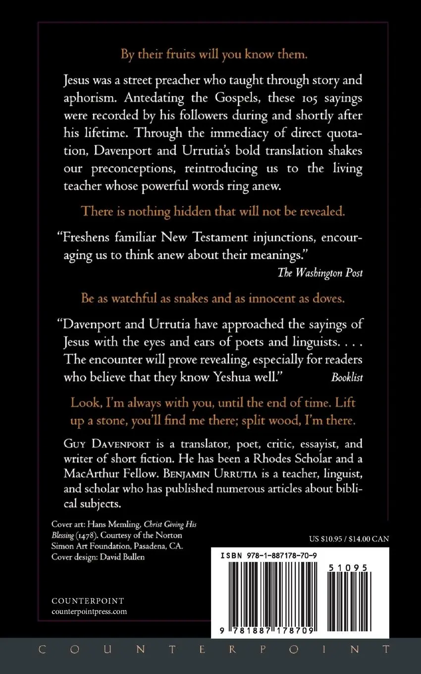 Rückseite: 9781887178709 | The Logia of Yeshua | The Sayings of Jesus | Guy Davenport | Buch