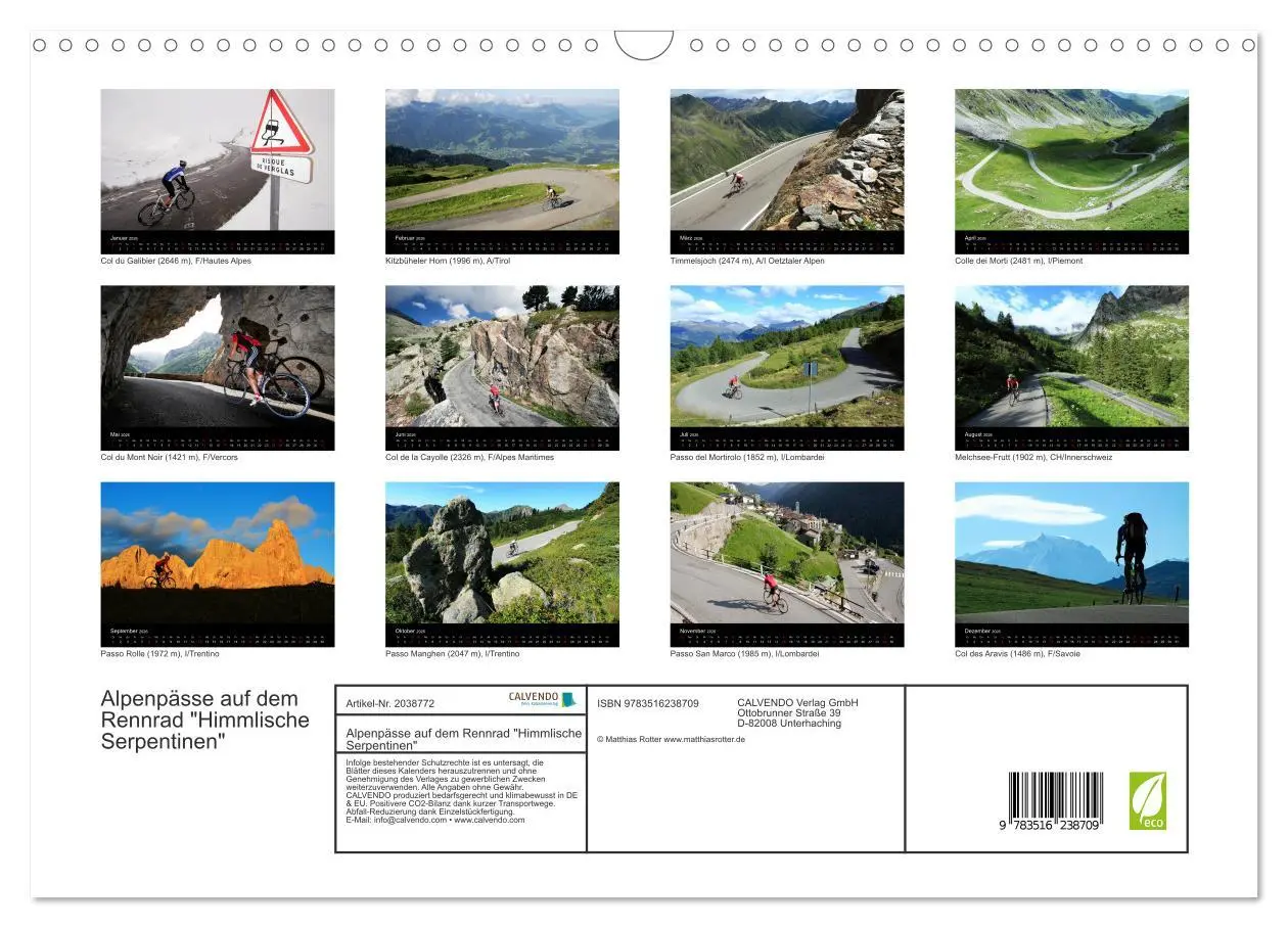 Bild: 9783516238709 | Alpenpässe auf dem Rennrad "Himmlische Serpentinen" (Wandkalender...