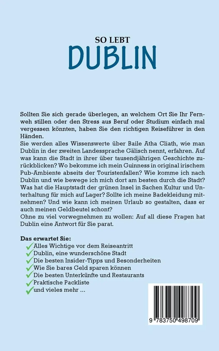 Rückseite: 9783750498709 | So lebt Dublin: Der perfekte Reiseführer für einen unvergesslichen...