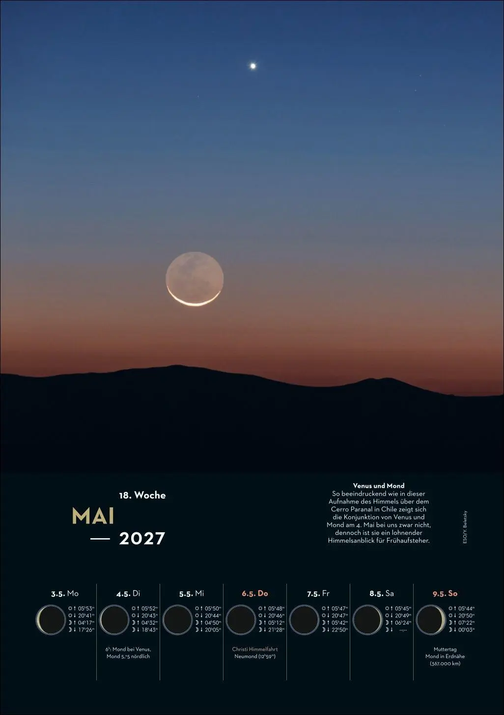 Bild: 9783840038709 | KOSMOS Himmelsjahr Wochen-Kulturkalender 2027 - Der Wandkalender...