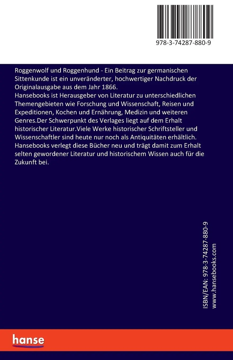 Rückseite: 9783742878809 | Roggenwolf und Roggenhund | Ein Beitrag zur germanischen Sittenkunde