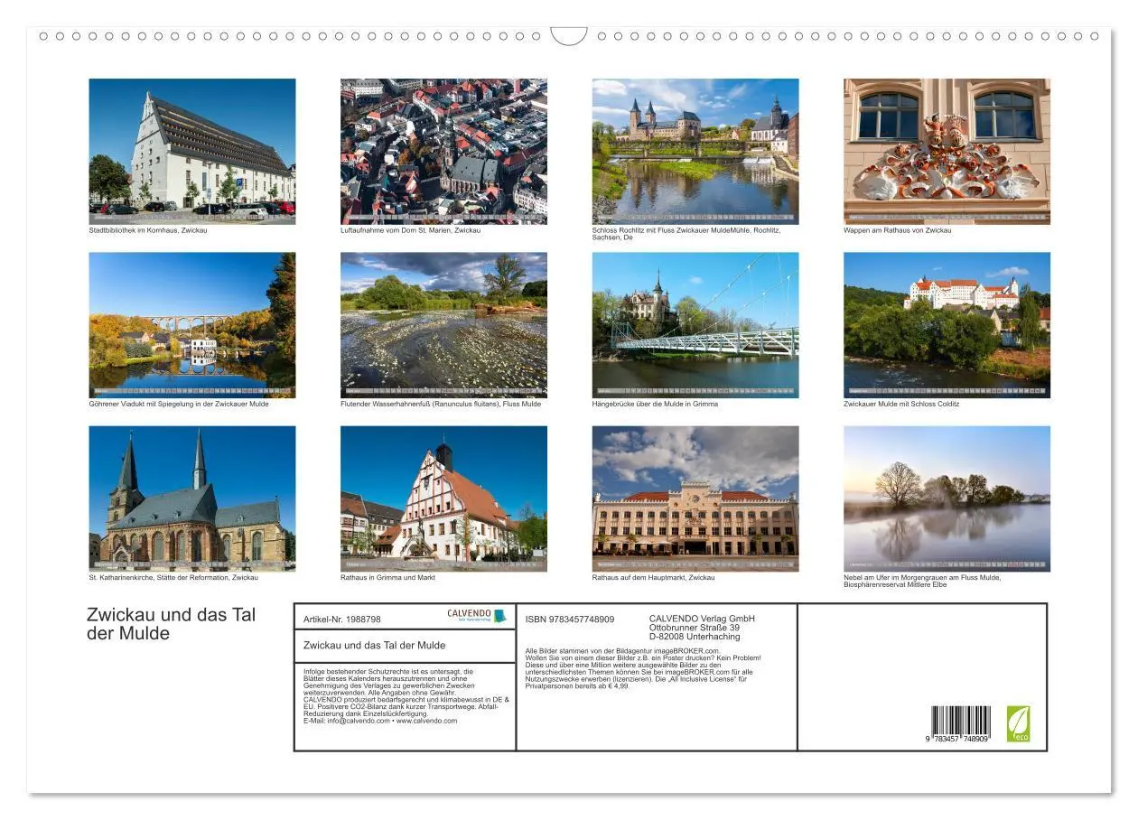 Bild: 9783457748909 | Zwickau und das Tal der Mulde (Wandkalender 2026 DIN A2 quer),...