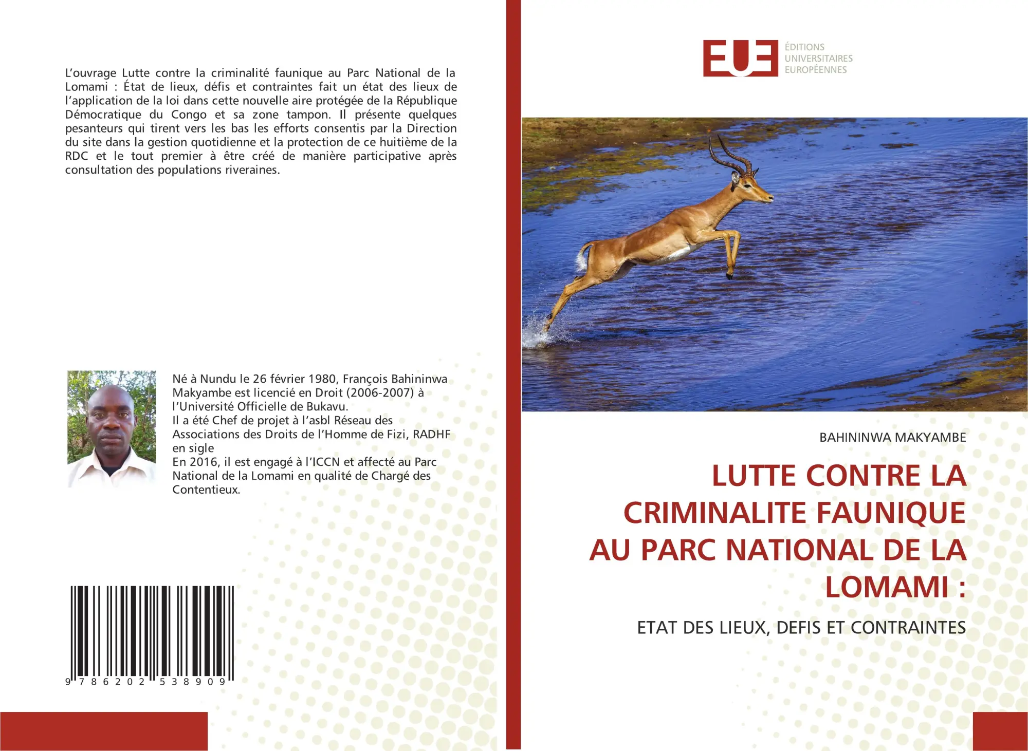 Cover: 9786202538909 | LUTTE CONTRE LA CRIMINALITE FAUNIQUE AU PARC NATIONAL DE LA LOMAMI :
