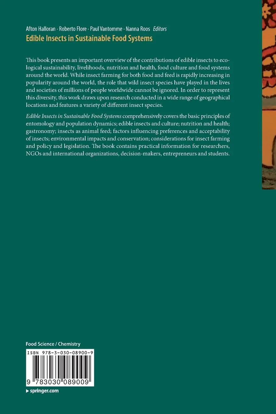 Rückseite: 9783030089009 | Edible Insects in Sustainable Food Systems | Afton Halloran (u. a.)