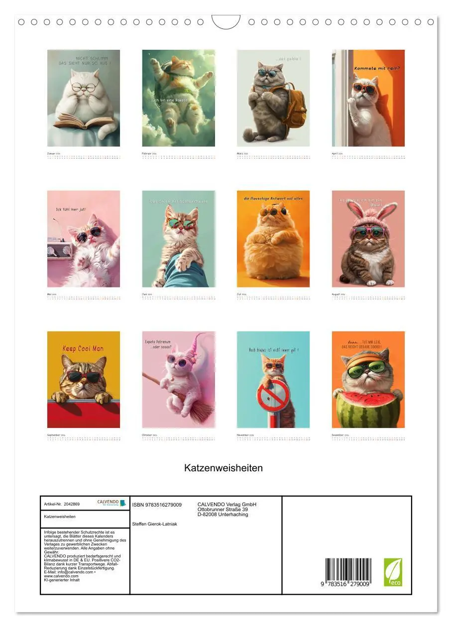 Bild: 9783516279009 | Katzenweisheiten (Wandkalender 2026 DIN A3 hoch), CALVENDO...