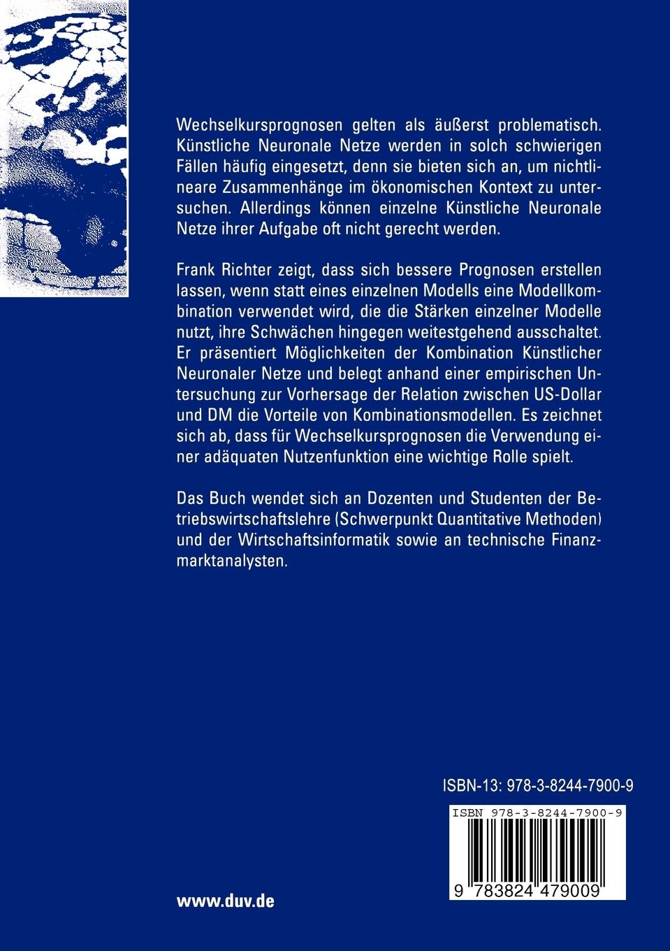 Rückseite: 9783824479009 | Kombination Künstlicher Neuronaler Netze | Frank Richter | Taschenbuch