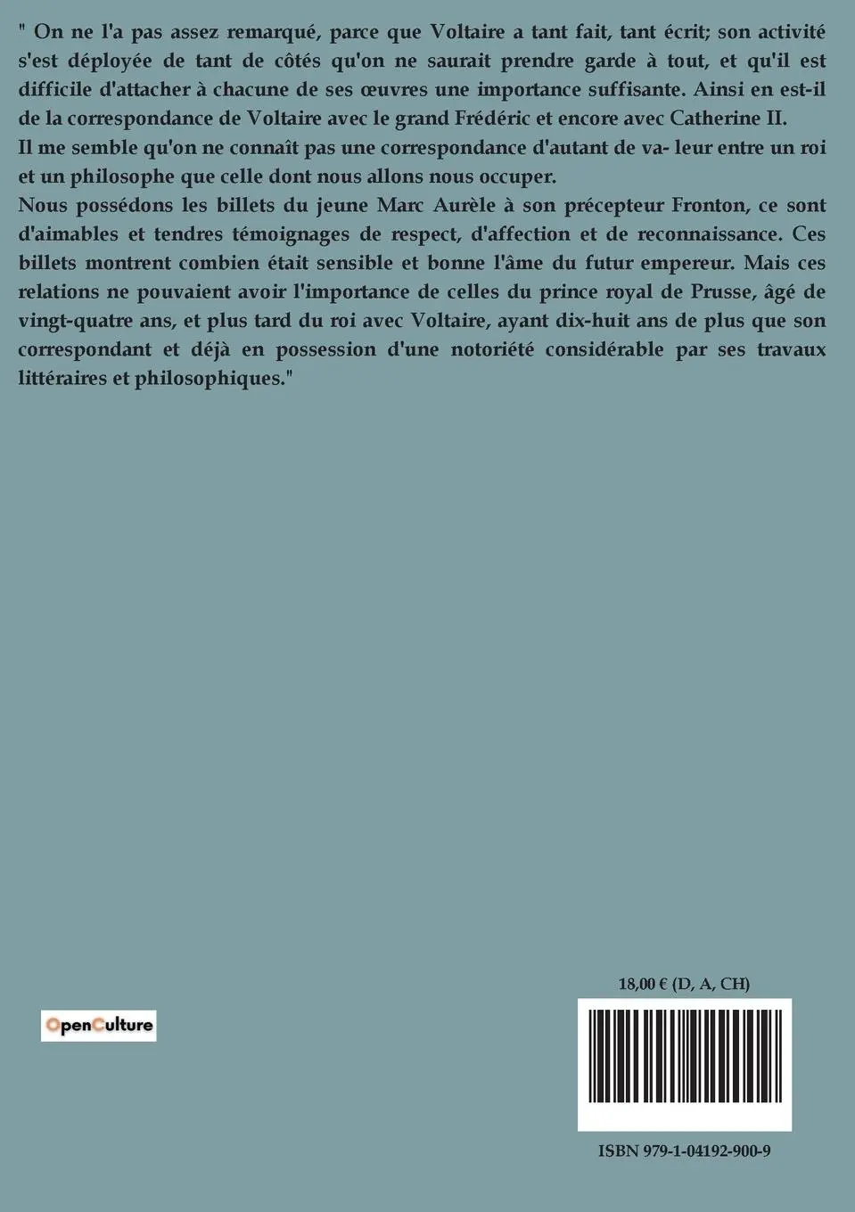 Rückseite: 9791041929009 | Correspondance de Voltaire avec le Roi de Prusse | Voltaire | Buch