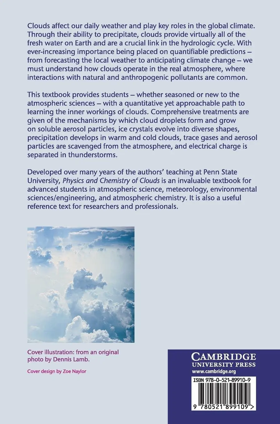 Rückseite: 9780521899109 | Physics and Chemistry of Clouds | Dennis Lamb (u. a.) | Buch | 2016