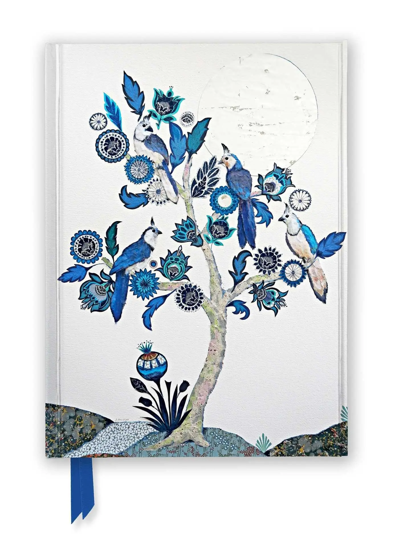 Alexandra Milton: Silver Tree of Life with Four White-Throated Magpies (Foiled Journal) - Neuware