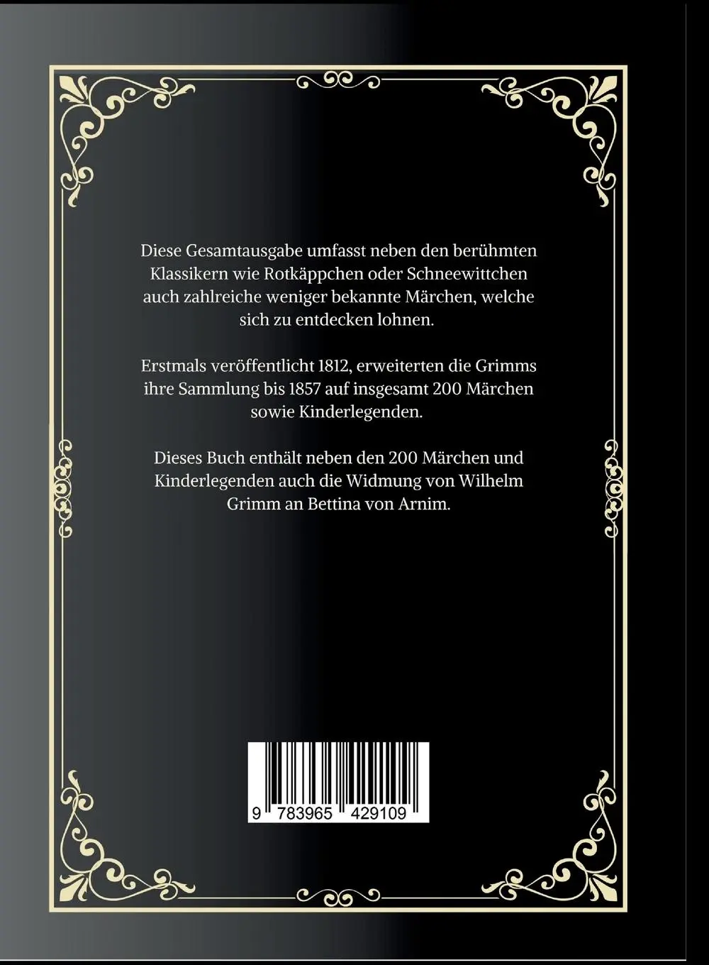 Rückseite: 9783965429109 | Grimms Märchen. Gesamtausgabe | Jacob Grimm (u. a.) | Taschenbuch