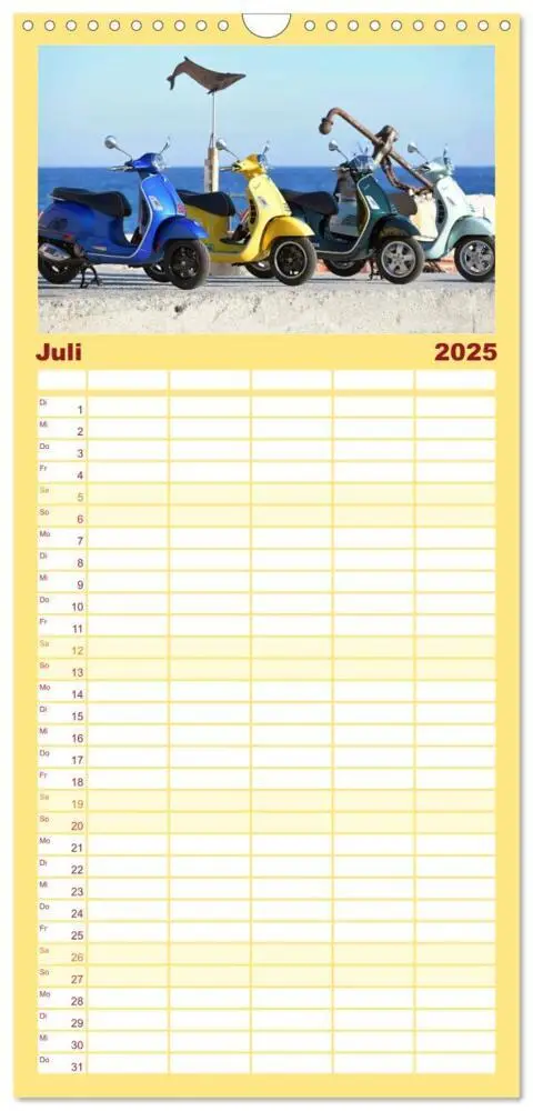Bild: 9783457099209 | Familienplaner 2025 - Vespa Liebe mit 5 Spalten (Wandkalender, 21 x...