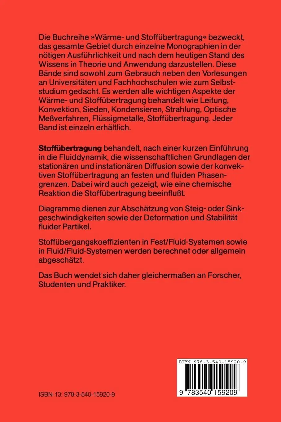 Rückseite: 9783540159209 | Stoffübertragung | Alfons Mersmann | Taschenbuch | xvi | Deutsch