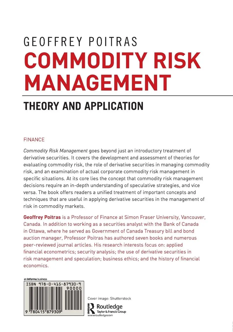 Rückseite: 9780415879309 | Commodity Risk Management | Theory and Application | Geoffrey Poitras Rückseite: 9780415879309 | Commodity Risk Management | Theory and Application | Geoffrey Poitras