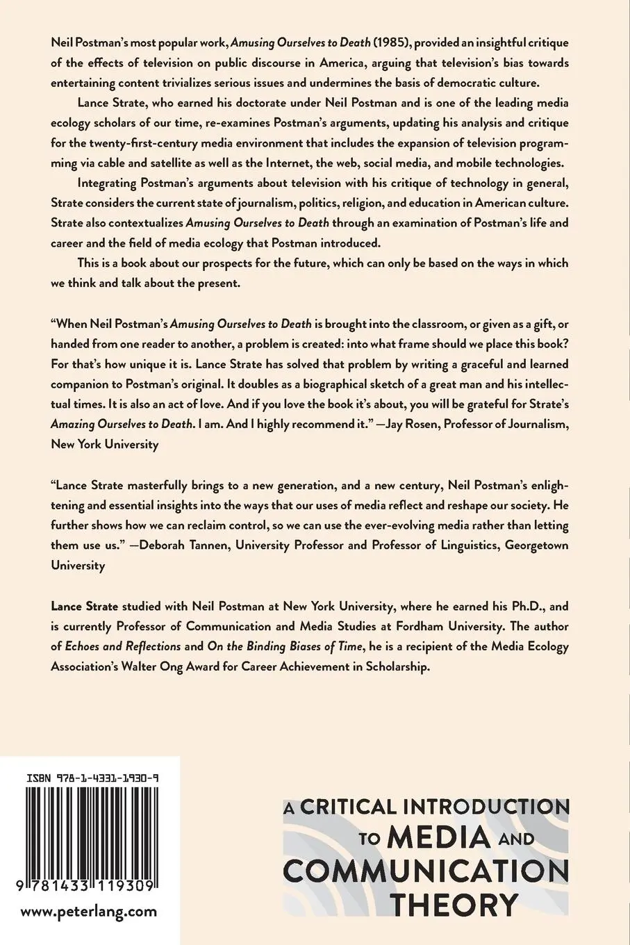 Rückseite: 9781433119309 | Amazing Ourselves to Death | Neil Postman's Brave New World Revisited