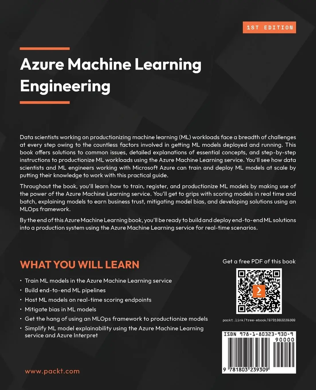 Rückseite: 9781803239309 | Azure Machine Learning Engineering | Sina Fakhraee (u. a.) | Buch