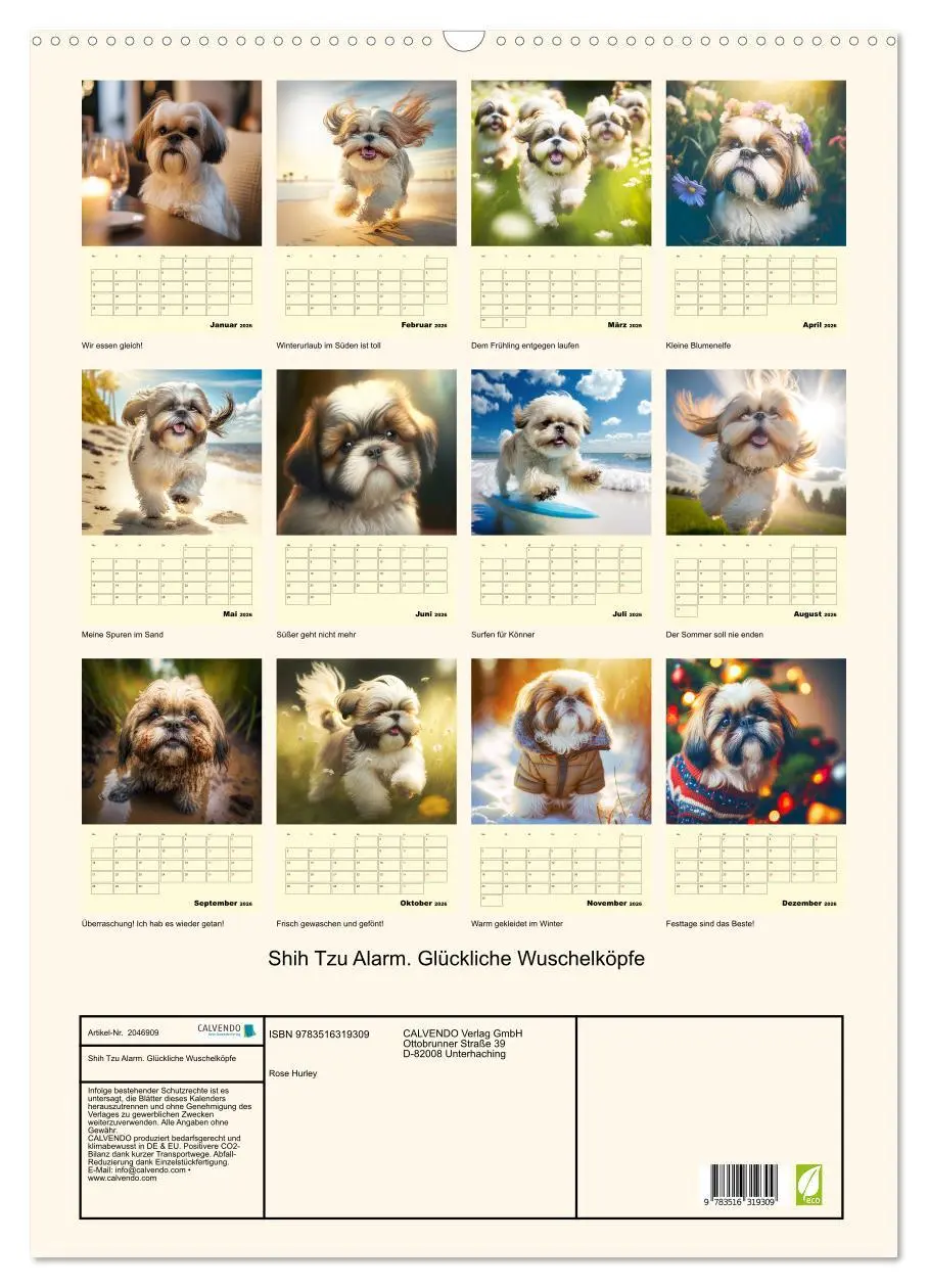Bild: 9783516319309 | Shih Tzu Alarm. Glückliche Wuschelköpfe (Wandkalender 2026 DIN A2...