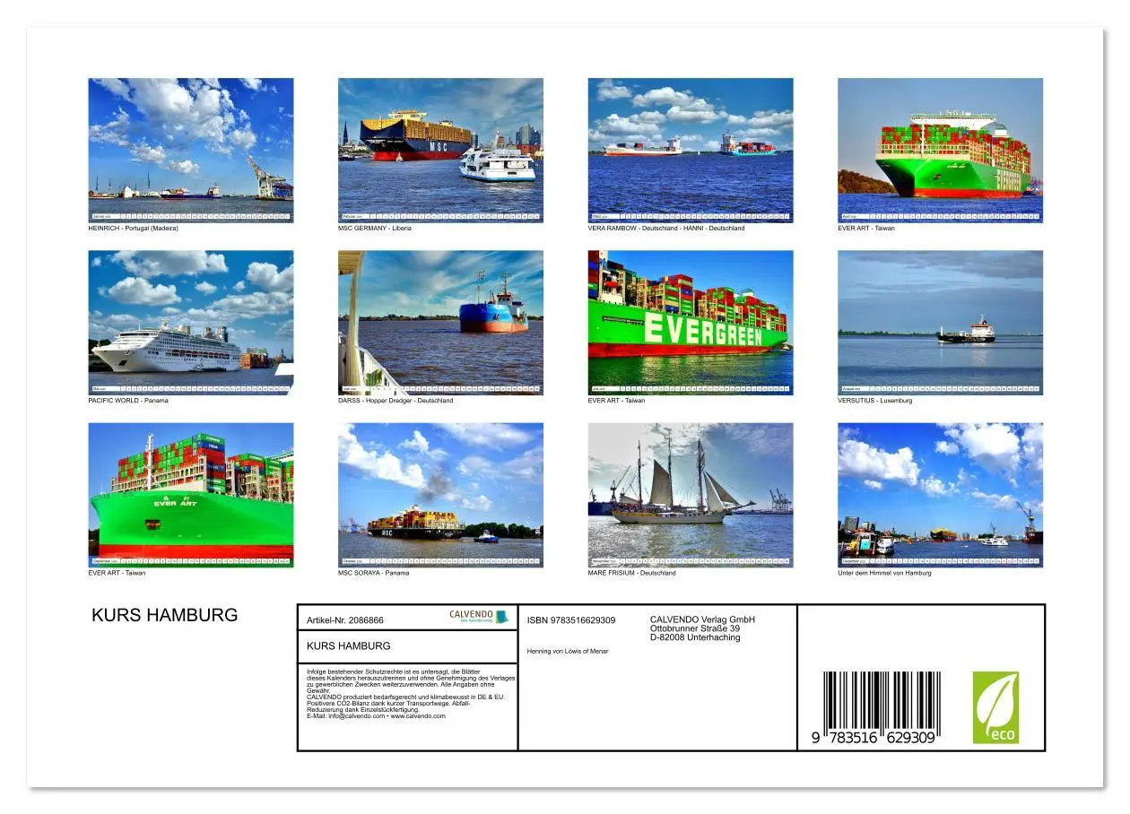 Bild: 9783516629309 | KURS HAMBURG (Wandkalender 2026 DIN A4 quer), CALVENDO Monatskalender