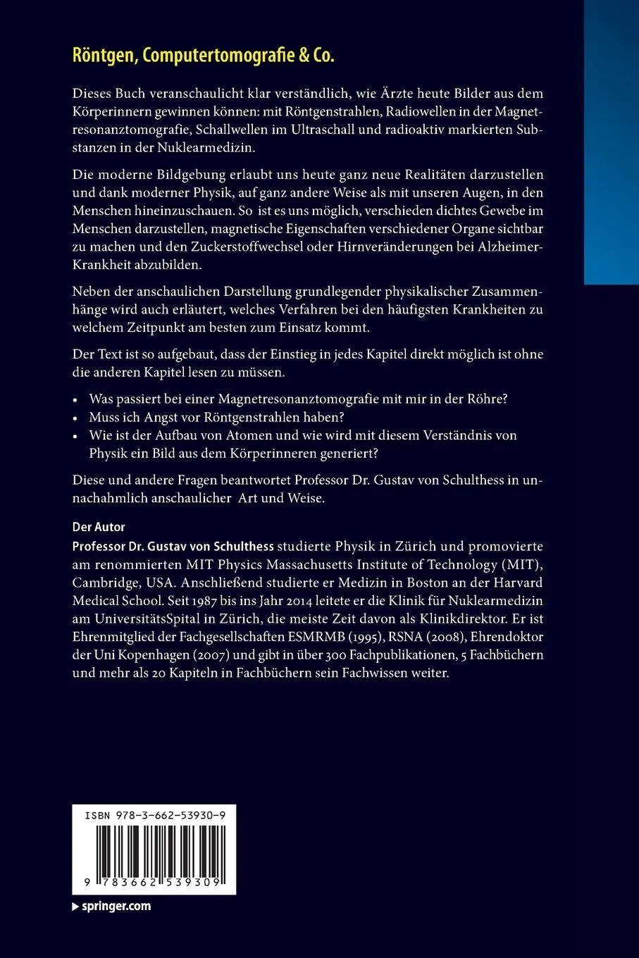 Rückseite: 9783662539309 | Röntgen, Computertomografie &amp; Co. | Gustav K. von Schulthess | Buch
