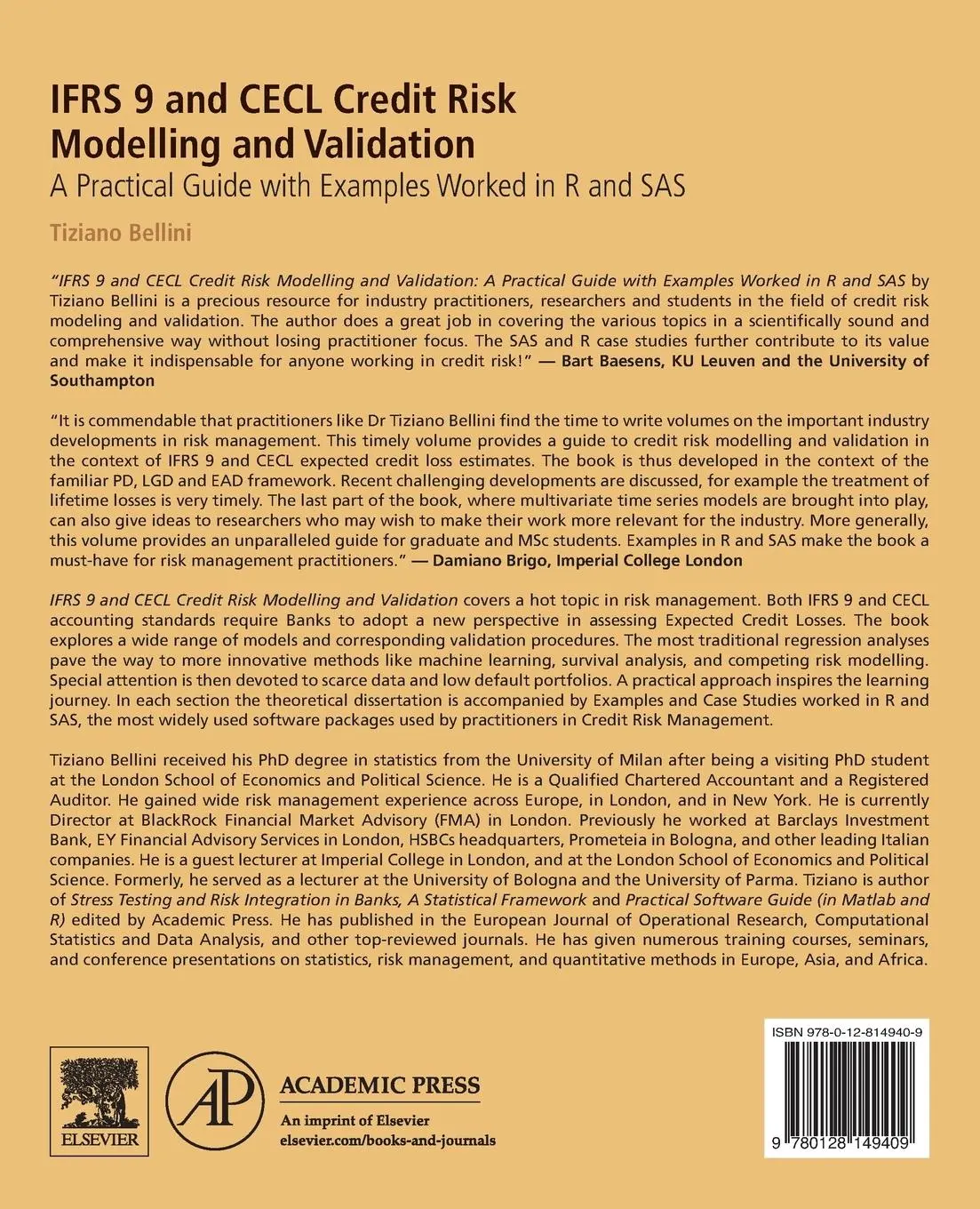 Rückseite: 9780128149409 | IFRS 9 and CECL Credit Risk Modelling and Validation | Tiziano Bellini