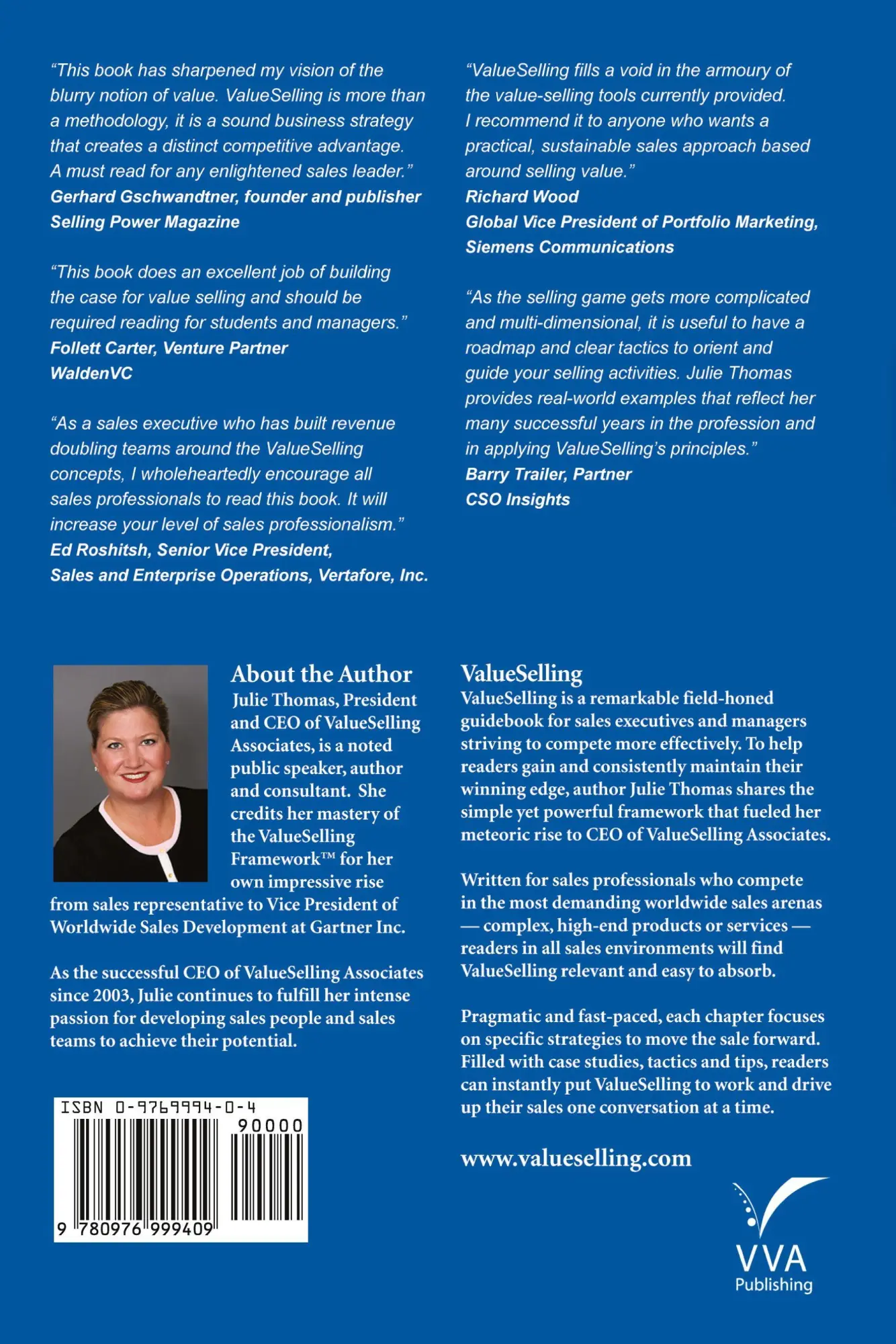 Rückseite: 9780976999409 | ValueSelling | Driving Up Sales One Conversation At A Time | Thomas