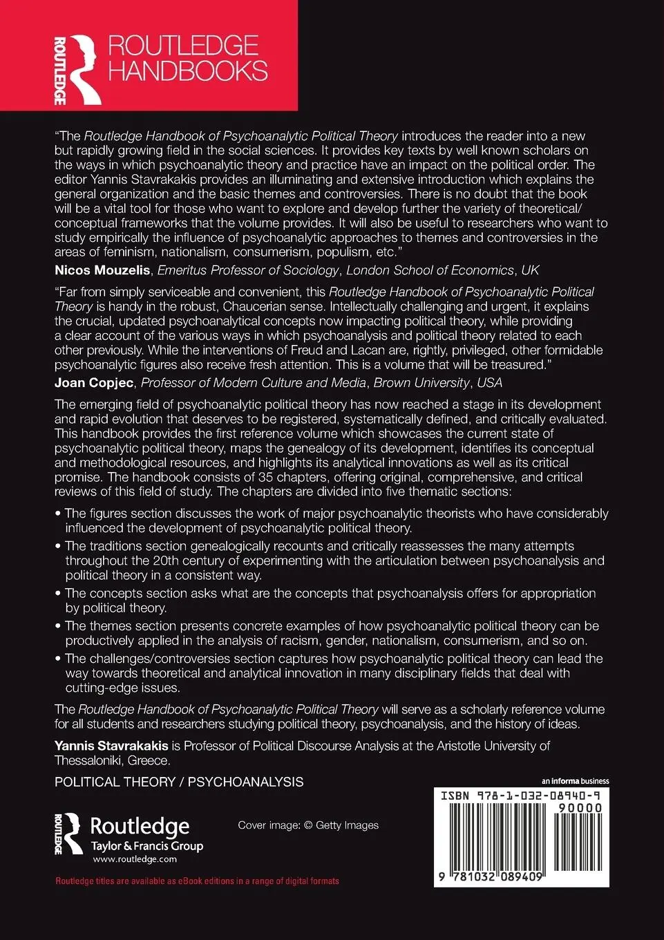 Rückseite: 9781032089409 | Routledge Handbook of Psychoanalytic Political Theory | Stavrakakis