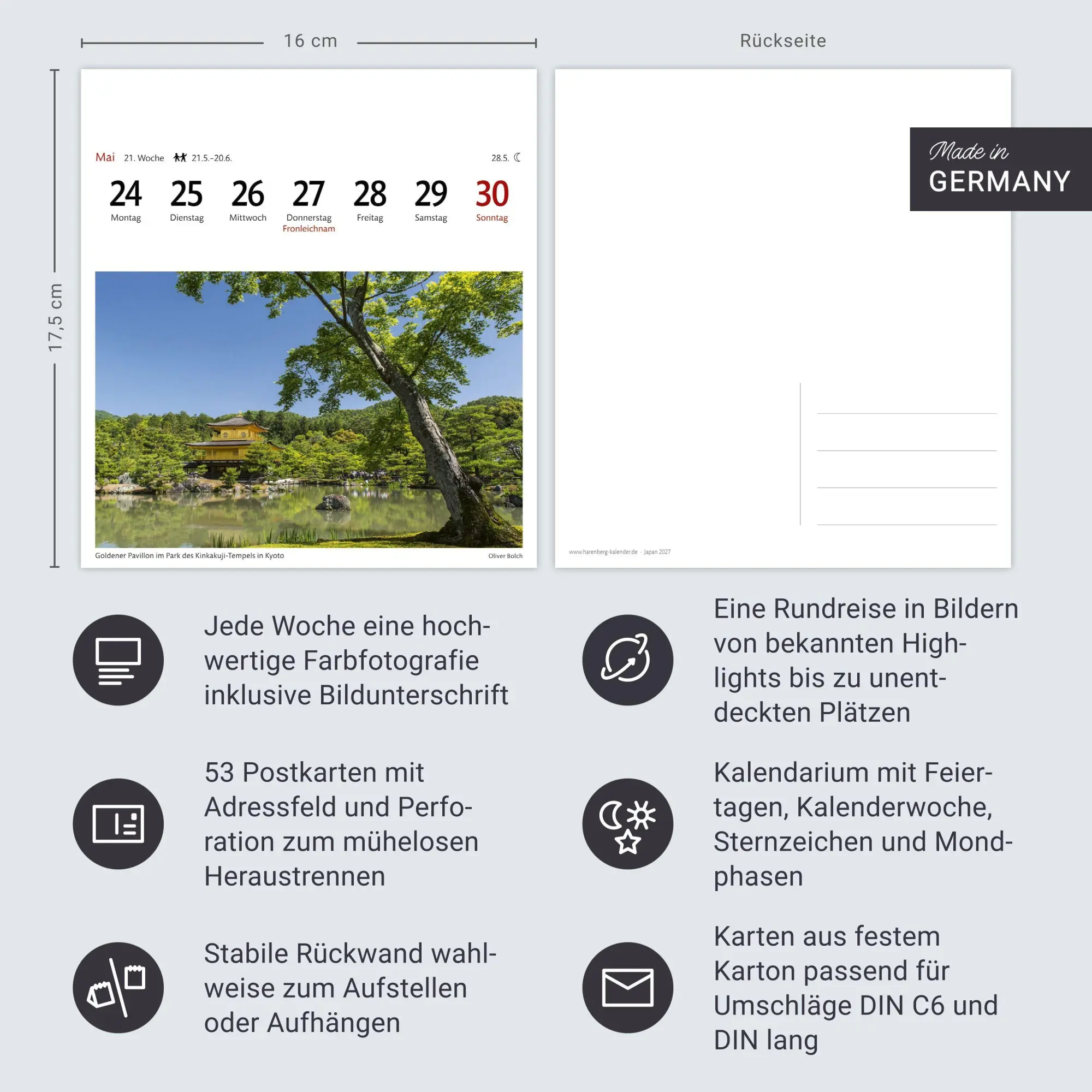 Bild: 9783840039409 | Japan Sehnsuchtskalender 2027 - Wochenkalender mit 53 Postkarten