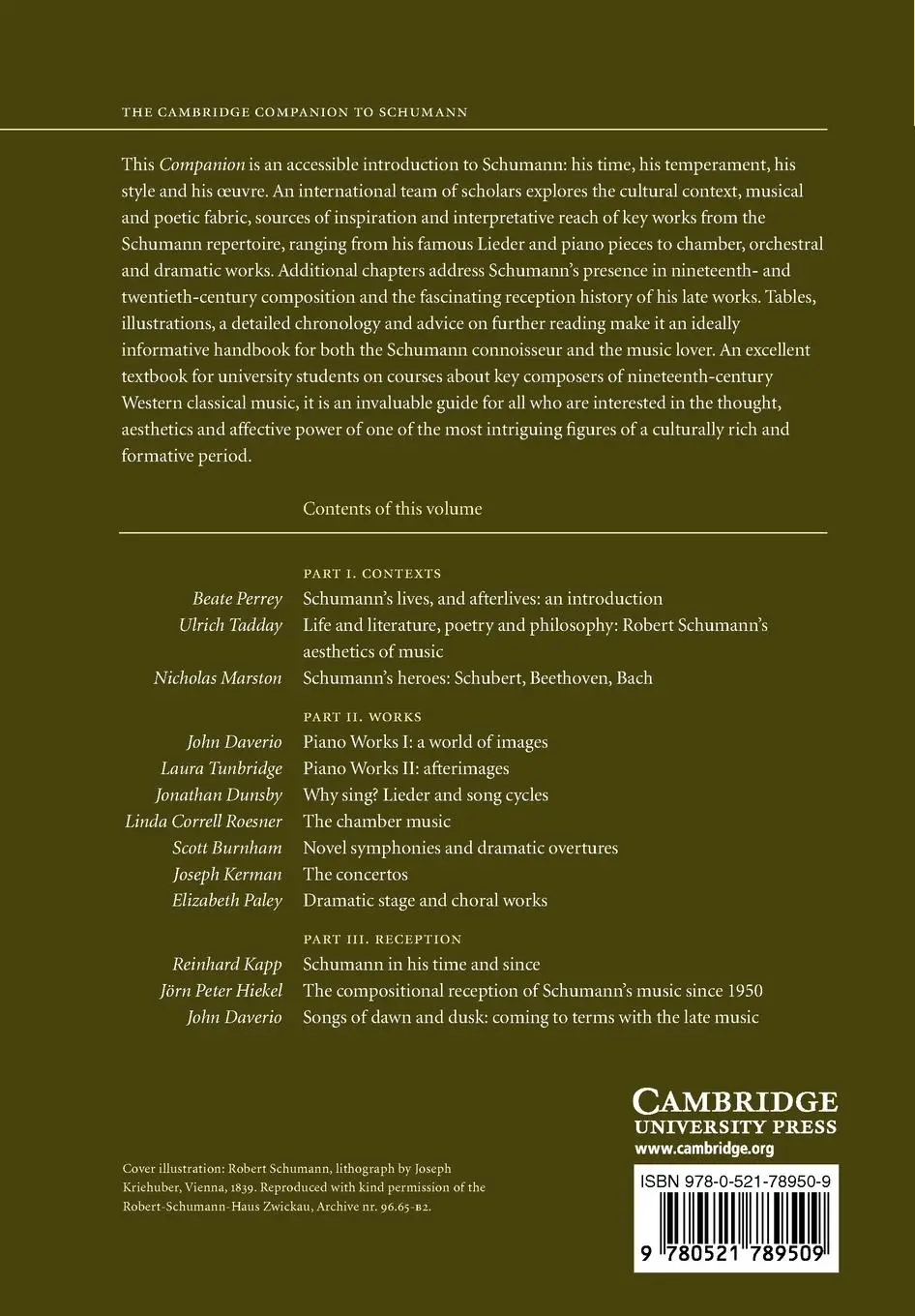 Rückseite: 9780521789509 | The Cambridge Companion to Schumann | Beate Perrey | Taschenbuch