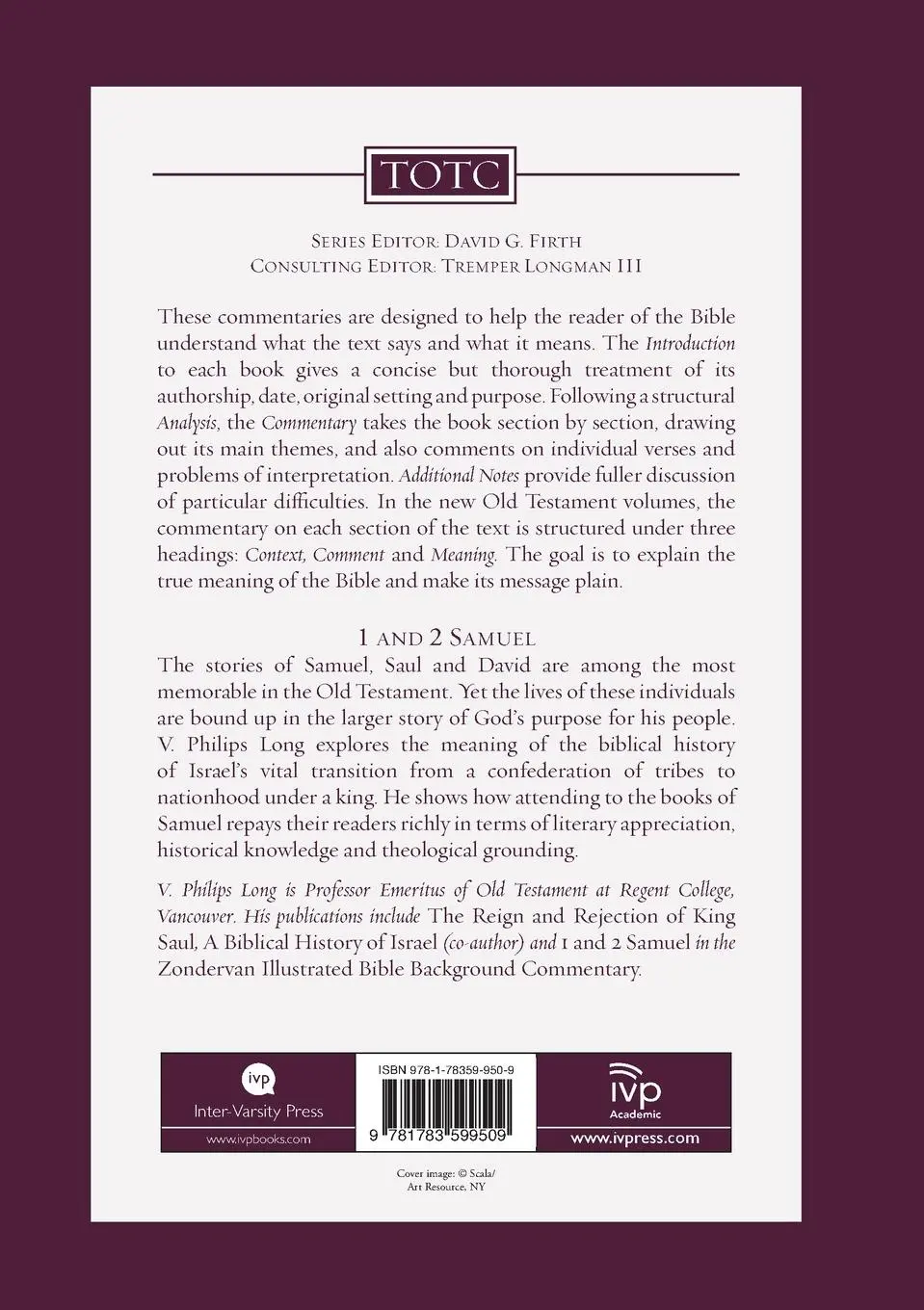 Rückseite: 9781783599509 | 1 and 2 Samuel | An Introduction And Commentary | V Philips Long | IVP