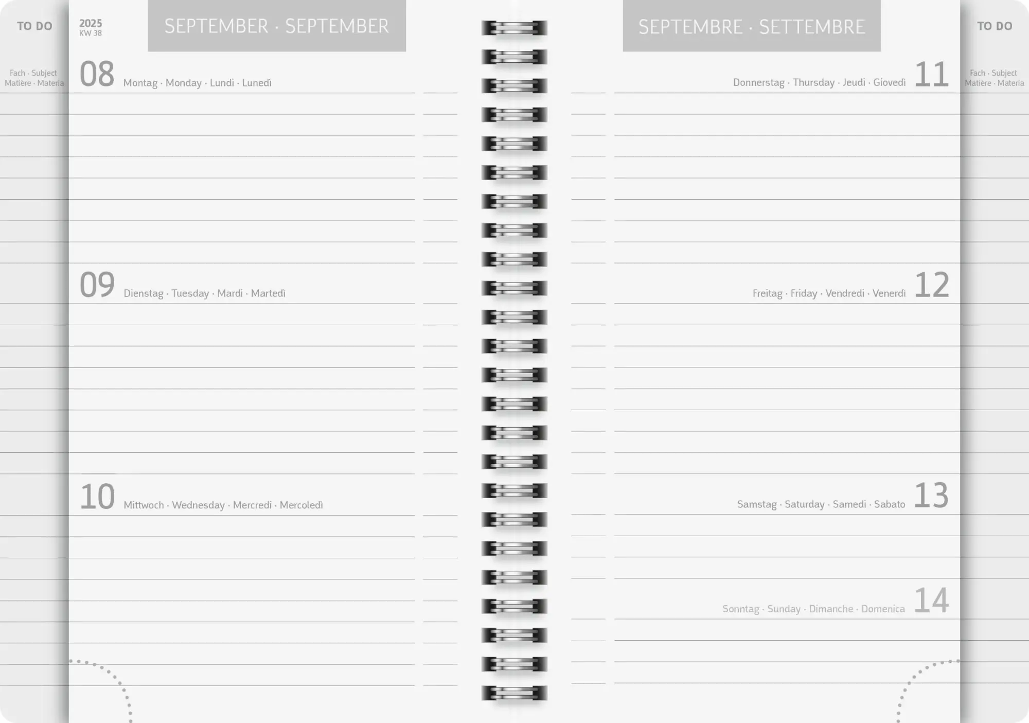 Bild: 4061947139709 | BRUNNEN Schülerkalender (2025/2026) "Plain Black", 2 Seiten = 1...